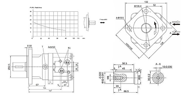 Orbitmotor OMS 80cc as &Oslash; 32mm recht G 1/2 - lek G 1/4